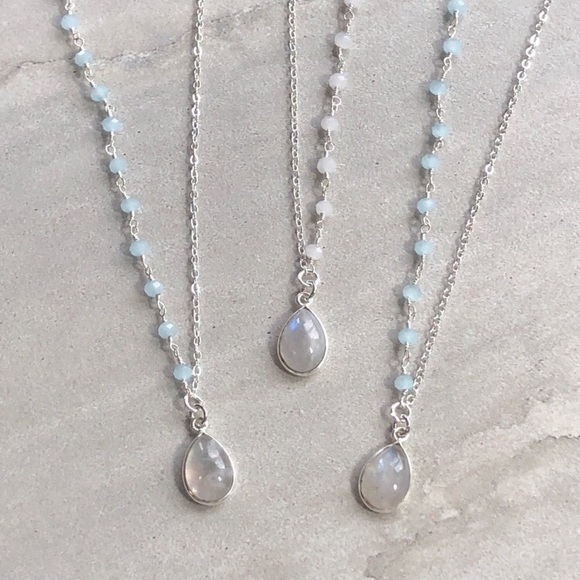 Estrella & Luna Jewelry - Rainbow Moonstone Rosary Chain Necklace